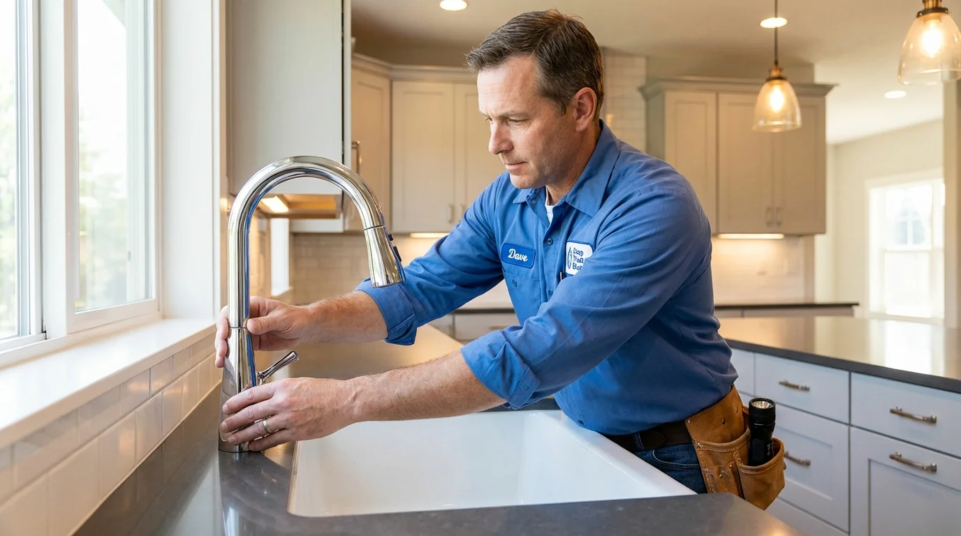 Kitchen faucet installation by Johns Plumbing LLC in North Eastham